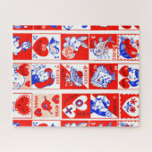 Kinderen Valentijn Greeting Hugs Kisses Red White Legpuzzel (Horizontaal)