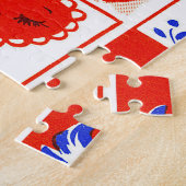 Kinderen Valentijn Greeting Hugs Kisses Red White Legpuzzel (Zijkant)