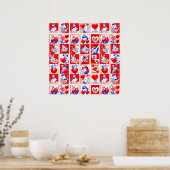 Kinderen Valentijn Greeting Hugs Kisses Red White Poster (Keuken)