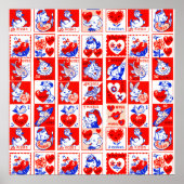Kinderen Valentijn Greeting Hugs Kisses Red White Poster (Voorkant)