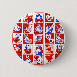 Kinderen Valentijn Greeting Hugs Kisses Red White Ronde Button 5,7 Cm