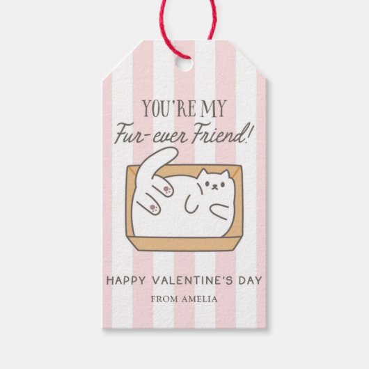 Kinderen Valentijnsdag Cadeautag Cute Kat Cadeaulabel (Voorkant)