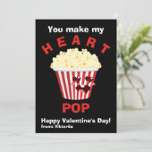 Kinderen Valentijnsdag Cute Popcorn Zwart Feestdagenkaart (Staand voorkant)