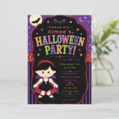 Kinderen Vampier Halloween Feest Kaart (Staand voorkant)