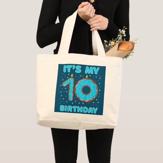 Kinderen van 10 jaar en 10e verjaardag meisje grote tote bag (Voorkant (product))