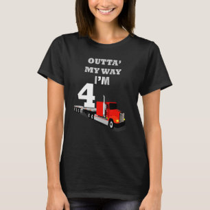 Kinderen van 4 jaar oud Trucks Semi Truck 4th Birt T-shirt