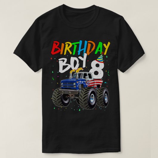 Kinderen van 8 jaar oud Monster Truck Vlag 8 jaar  T-shirt (Design voorkant)