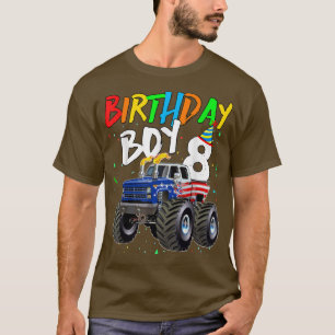 Kinderen van 8 jaar oud Monster Truck Vlag 8 jaar  T-shirt