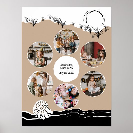 Kinderen van Birthday Beach Party Foto Collage Sja Poster (Voorkant)