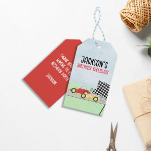 Kinderen van Birthday Boy Cartoon Race Cute Party Cadeaulabel
