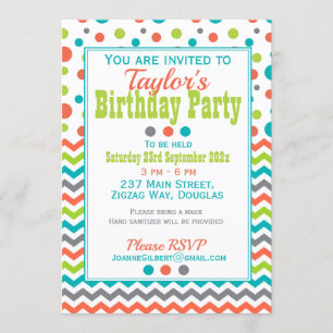 Kinderen van Birthday Colorful Polka Dot ZigZag Kaart