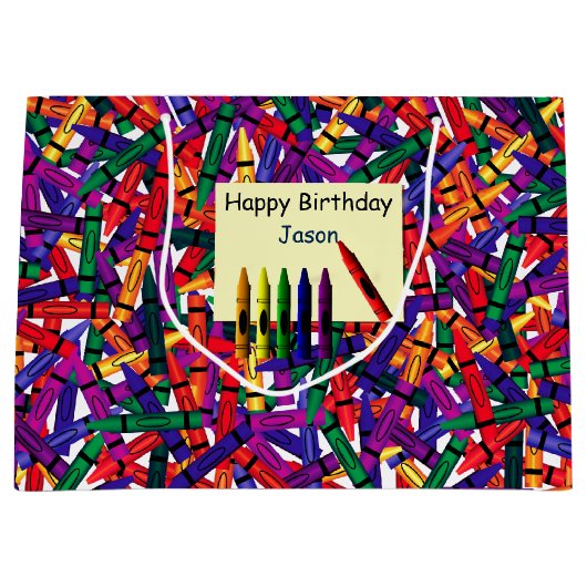 Kinderen van Birthday Crayon, op naam van aangepas Groot Cadeauzakje (Voorkant)