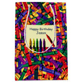 Kinderen van Birthday Crayon, op naam van aangepas Medium Cadeauzakje (Voorkant)
