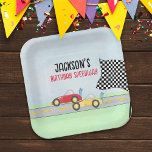 Kinderen van Birthday Cute Boy Cartoon Race Cars A Papieren Bordje<br><div class="desc">Deze leuke racewagen Kinderen verjaardagsfeestje heeft een schattig decor,  voor jonge grillige kinderen,  met een cartoon raceauto's die derby zijn,  coole auto racing sportauto's,  borden voor verjaardagsfeestjes,  een minimalistisch rood geel kleurrijk,  een retro ingecheckte vlag-snelweg,  trendy stijlvolle typografie,  verjaardagsartikelen,  een beroemde klassieke preek</div>
