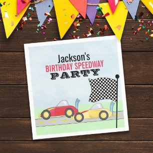Kinderen van Birthday Cute Boy Cartoon Race Cars Servet