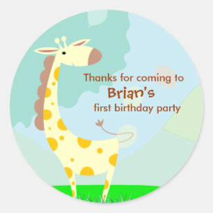 Kinderen van Birthday Dank jullie wel! Giraffe Ronde Sticker