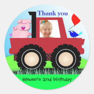 Kinderen van Birthday Dank jullie wel! Landboer Ronde Sticker