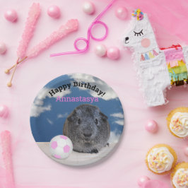 Kinderen van Birthday Guinee Roze Voetbal Aangepas Papieren Bordje