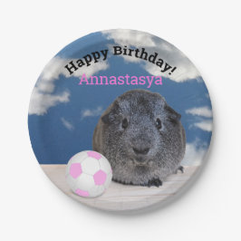 Kinderen van Birthday Guinee Roze Voetbal Aangepas Papieren Bordje