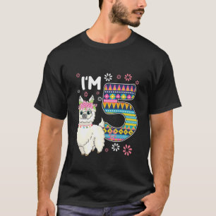 Kinderen van Birthday Llama Ik ben 5 jaar oud them T-shirt