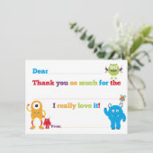 Kinderen van Birthday Monster vullen Bedankt kaart (Staand voorkant)