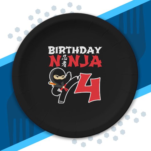 Kinderen van Birthday Ninja - 4 jaar oud partijthe Papieren Bordje