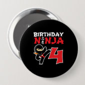 Kinderen van Birthday Ninja - 4 jaar oud partijthe Ronde Button 4,0 Cm (Voorkant /achterkant)