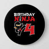 Kinderen van Birthday Ninja - 4 jaar oud partijthe Ronde Button 4,0 Cm (Voorkant)