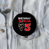 Kinderen van Birthday Ninja - 5 jaar oud partijthe Ronde Button 4,0 Cm (In situ)