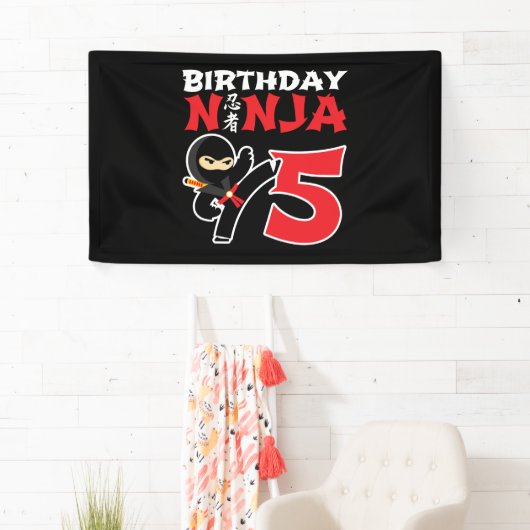 Kinderen van Birthday Ninja - 5 jaar oud partijthe Spandoek (Insitu)