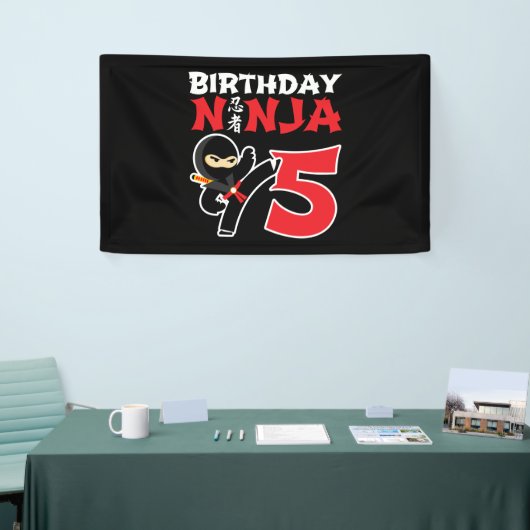 Kinderen van Birthday Ninja - 5 jaar oud partijthe Spandoek (Beurs)