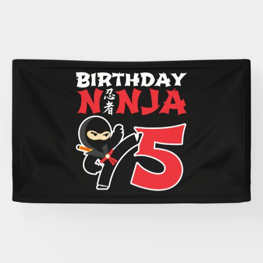Kinderen van Birthday Ninja - 5 jaar oud partijthe Spandoek (Horizontaal)