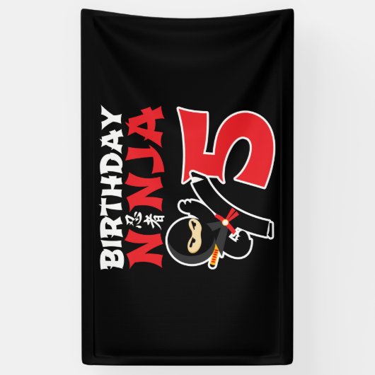 Kinderen van Birthday Ninja - 5 jaar oud partijthe Spandoek (Verticaal)