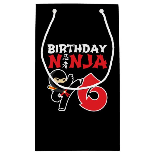 Kinderen van Birthday Ninja - 6 jaar oud partijthe Klein Cadeauzakje (Achterkant)
