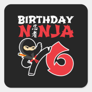 Kinderen van Birthday Ninja - 6 jaar oud partijthe Vierkante Sticker