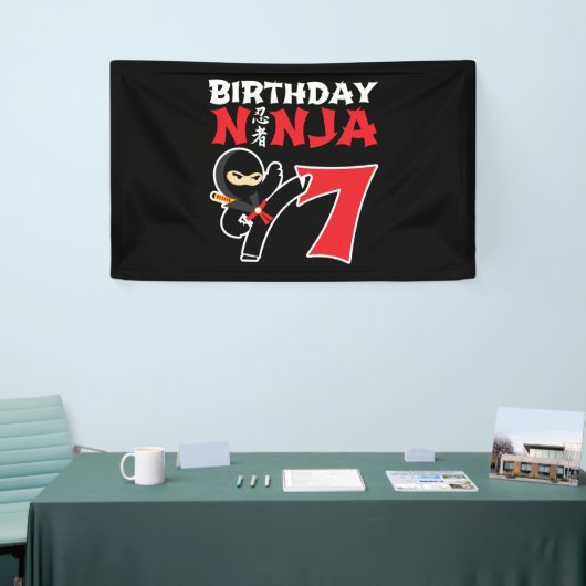 Kinderen van Birthday Ninja - 7 jaar oud partijthe Spandoek (Beurs)