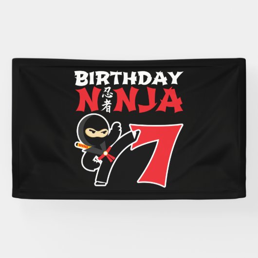 Kinderen van Birthday Ninja - 7 jaar oud partijthe Spandoek (Horizontaal)