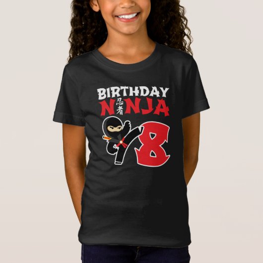 Kinderen van Birthday Ninja - 8 jaar oud partijthe T-shirt (Voorkant)