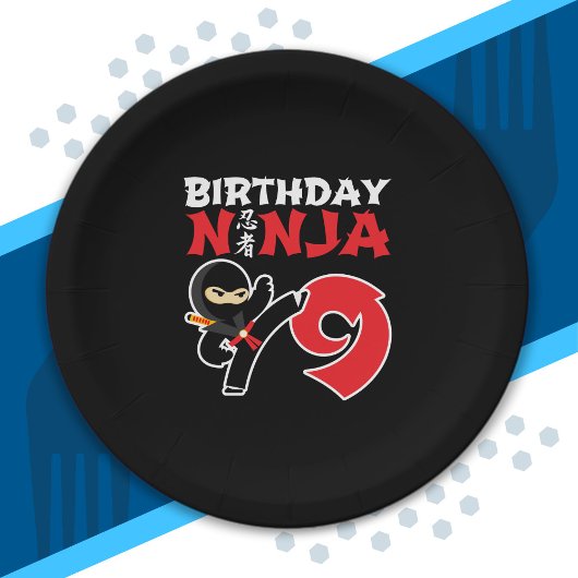 Kinderen van Birthday Ninja - 9 jaar oud partijthe Papieren Bordje