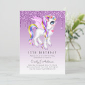 Kinderen van Birthday nodigen Paarse Unicorn Digit Kaart (Staand voorkant)