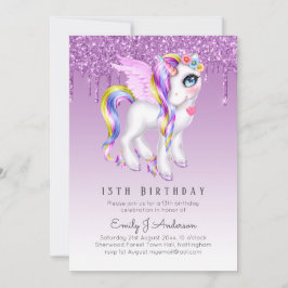 Kinderen van Birthday nodigen Paarse Unicorn Digit Kaart