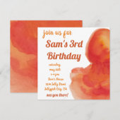 Kinderen van Birthday Ocean Beach Oranje Jellyfish Kaart (Voorkant / Achterkant)