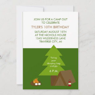 Kinderen van Birthday Party Camp out Invitations Kaart