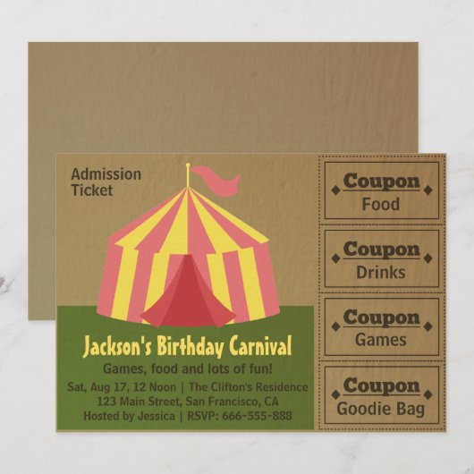 Kinderen van Birthday Party: Carnival Admission Ti (Voorkant / Achterkant)