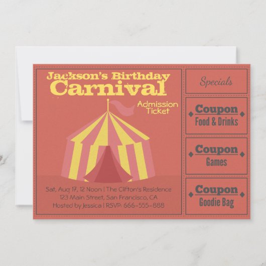 Kinderen van Birthday Party: Carnival Admission Ti Kaart (Voorkant)