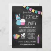 Kinderen van Birthday Party Chalkboard Uitnodiging (Voorkant)