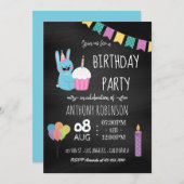 Kinderen van Birthday Party Chalkboard Uitnodiging (Voorkant / Achterkant)