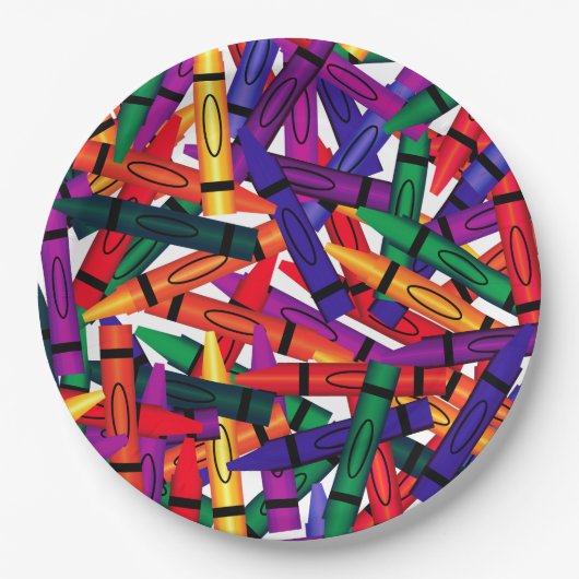 Kinderen van Birthday Party Crayon Design 9 Paper Papieren Bordje (Voorkant)