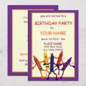 Kinderen van Birthday Party Crayon Design Uitnodig Kaart (Voorkant / Achterkant)