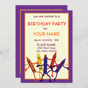 Kinderen van Birthday Party Crayon Design Uitnodig Kaart